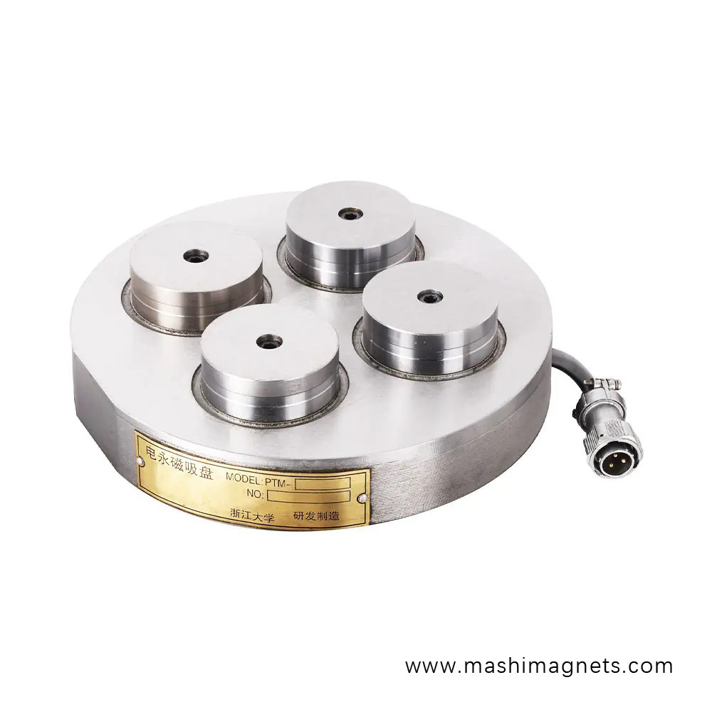 Round Electric permanent magnetic chuck with round poles for lathes